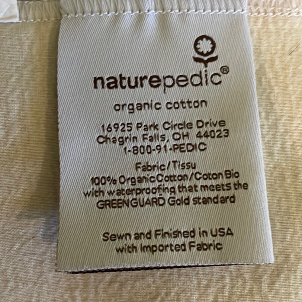 Naturepedic 100% organic waterproof crib mattress pad